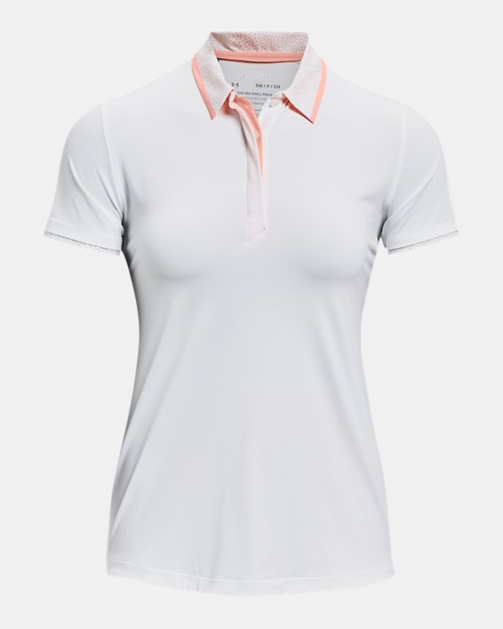 Women's UA Iso-Chill Polo Short Sleeve, White, pdpMainDesktop image number 4